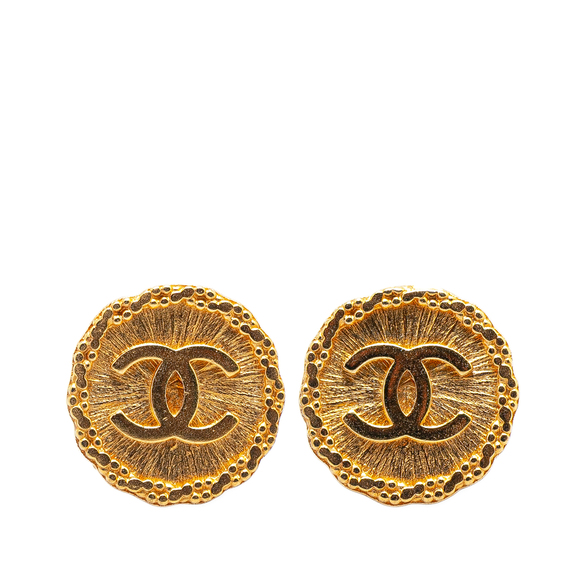 Pre-Loved Chanel Gold Plated CC Starburst Clip On Earrings - Picture 1 of 4